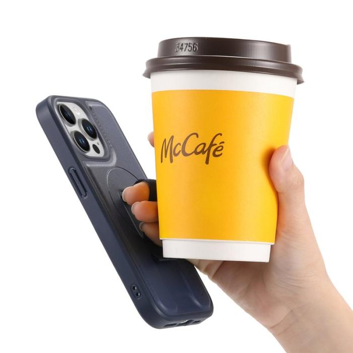 CASENEO - CASENEO iPhone 13 Pro Skal med Handledsrem PU Läder Blå