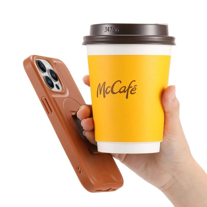 CASENEO - CASENEO iPhone 13 Pro Skal med Handledsrem PU Läder Brun