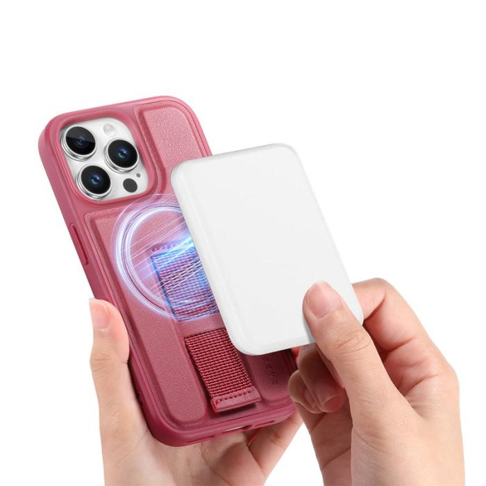 CASENEO - CASENEO iPhone 13 Pro Skal med Handledsrem PU Läder Röd