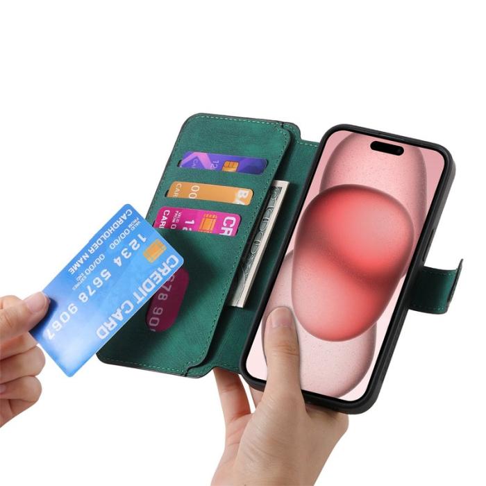 CASENEO - CASENEO iPhone 15 Plus Fodral Äkta läder - Grön