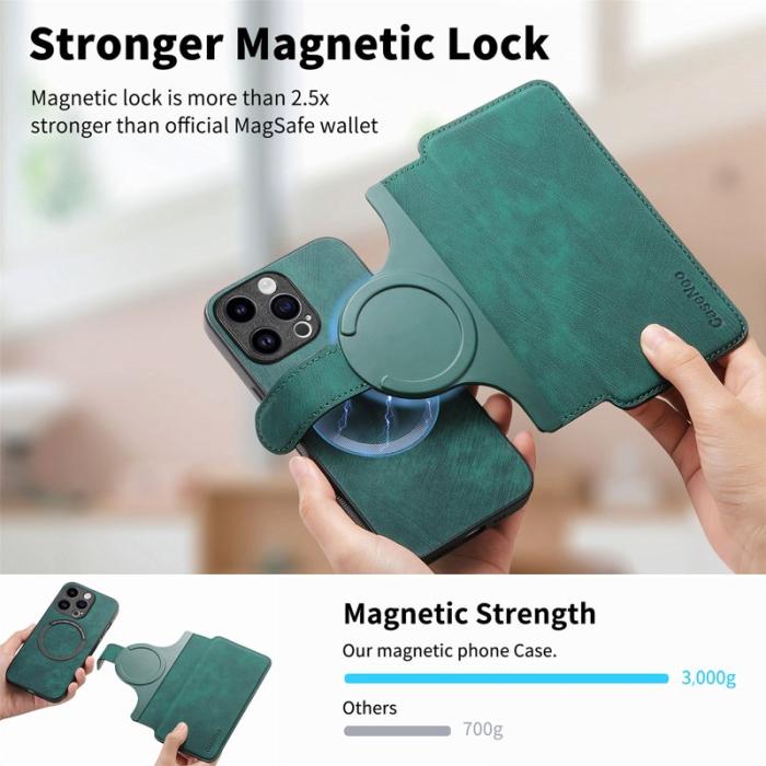 CASENEO - CASENEO iPhone 15 Pro Fodral Äkta läder - Grön