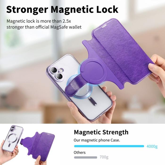 CASENEO - CASENEO iPhone 16 Plus Fodral TPU Inre Skal - Äkta läder - Ljuslila