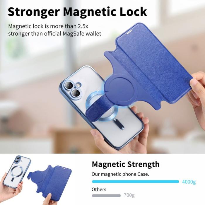 CASENEO - CASENEO iPhone 16 Plus Fodral TPU och Läder - Blå