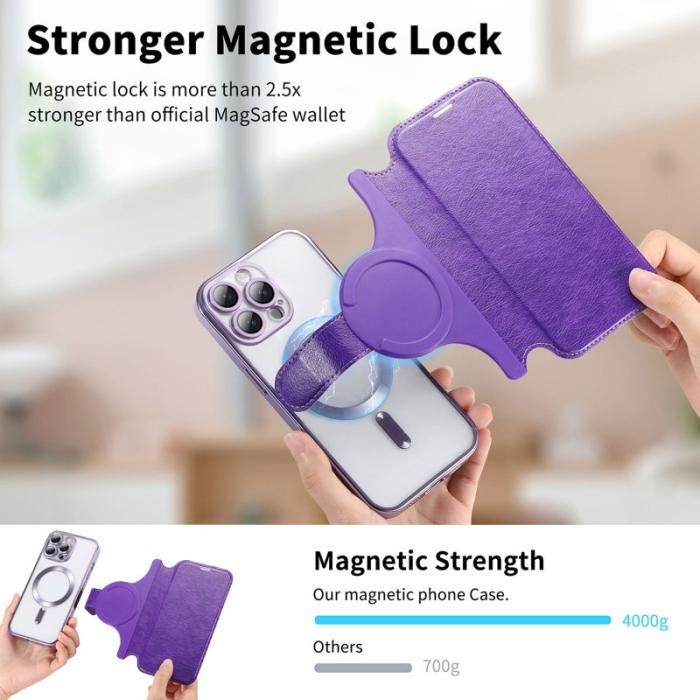 CASENEO - CASENEO iPhone 16 Pro Fodral TPU Inner Shell - Äkta läder - Ljuslila