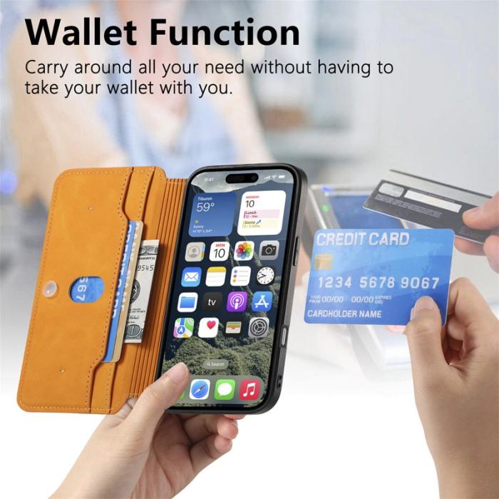 CASENEO - CASENEO iPhone 16 Pro Max Fodral Äkta läder - Gul