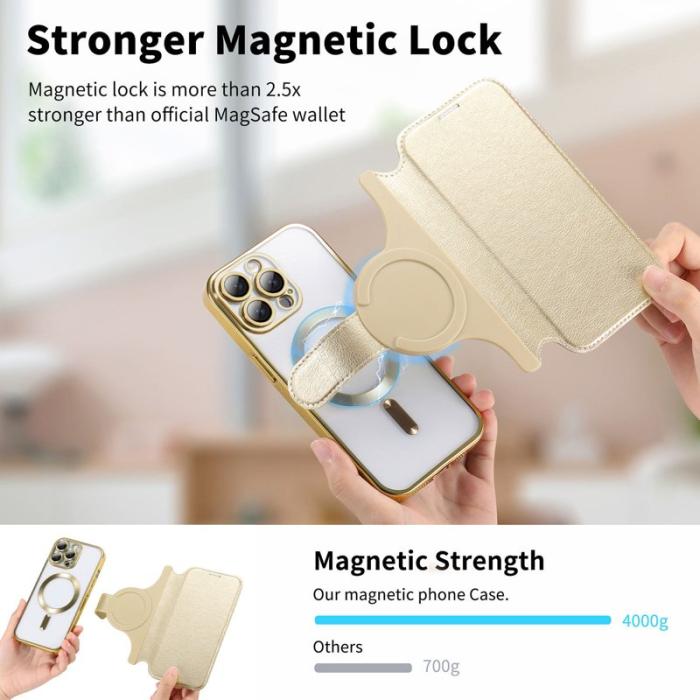 CASENEO - CASENEO iPhone 16 Pro Max Fodral TPU Inre Skal - Äkta läder - Guld