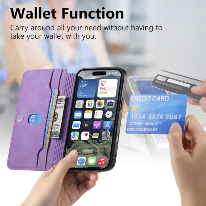 CASENEO - CASENEO iPhone 16 Pro Fodral Äkta läder - Lila