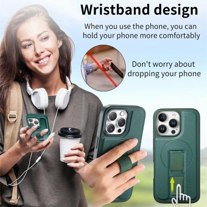 CASENEO - CASENEO iPhone 16 Pro Fodral Magnetiskt PU Läder - Grön