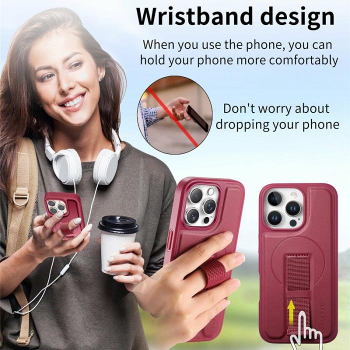 CASENEO - CASENEO iPhone 16 Pro Fodral Magnetiskt PU Läder - Röd