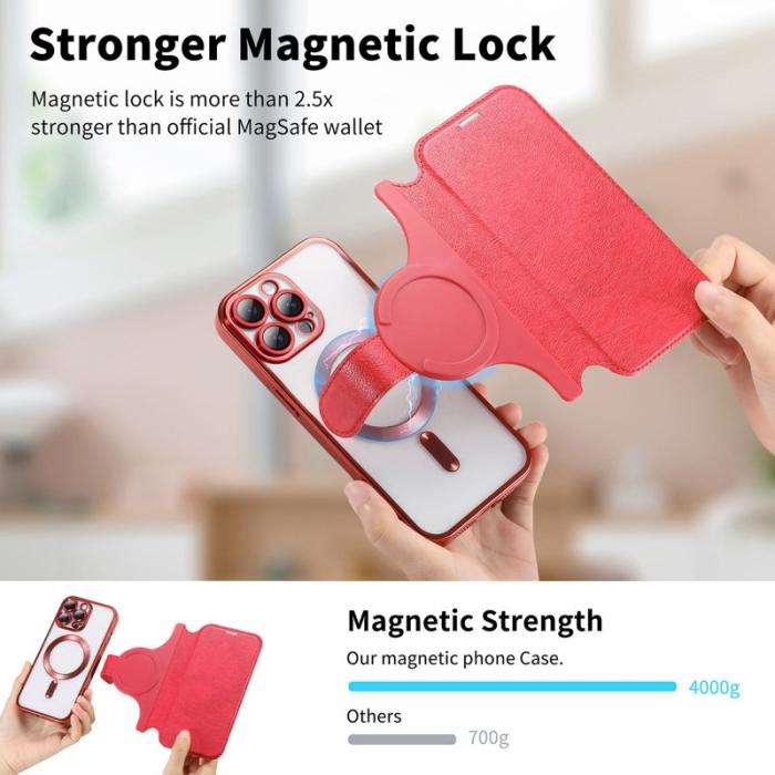 CASENEO - CASENEO iPhone 16 Pro Fodral TPU Inre Skal - Äkta läder - Röd