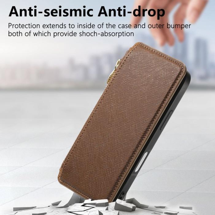 CASENEO - CASENEO iPhone 16 Fodral Cross Texture Äkta läder - Brun