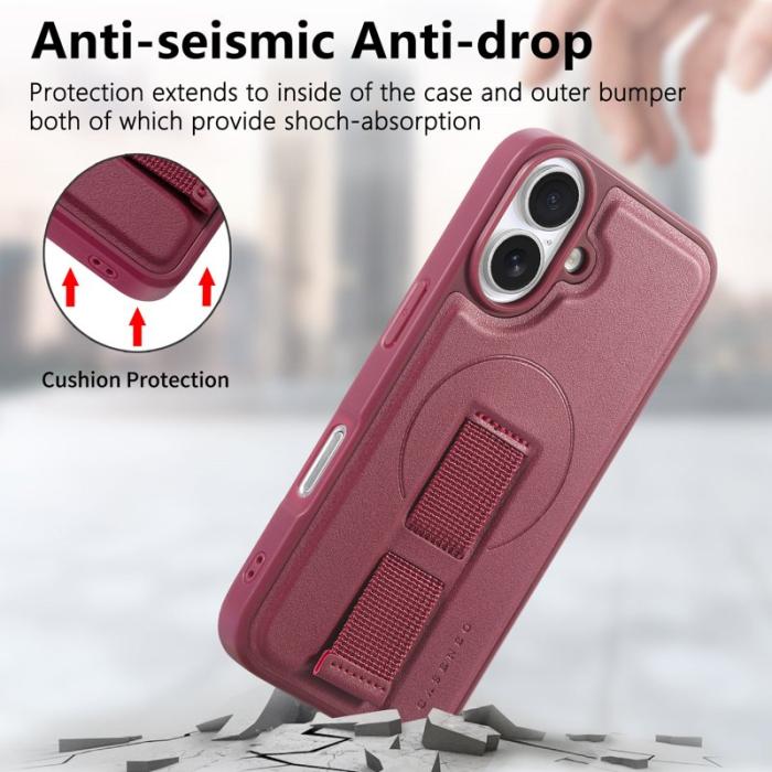 CASENEO - CASENEO iPhone 16 Fodral Magnetiskt PU Läder - Röd