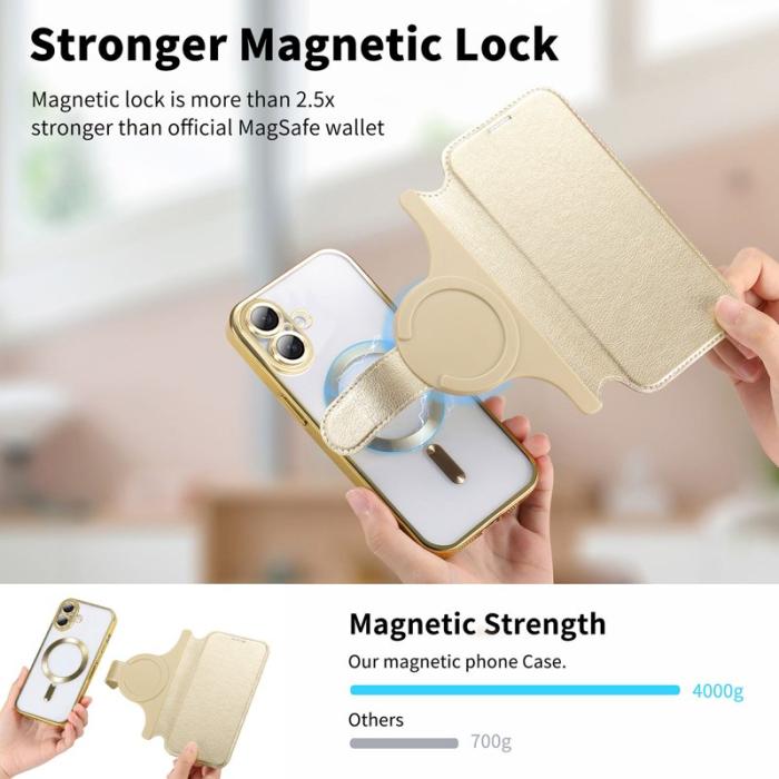 CASENEO - CASENEO iPhone 16 Fodral med Linsskydd TPU Inre Skal - Guld