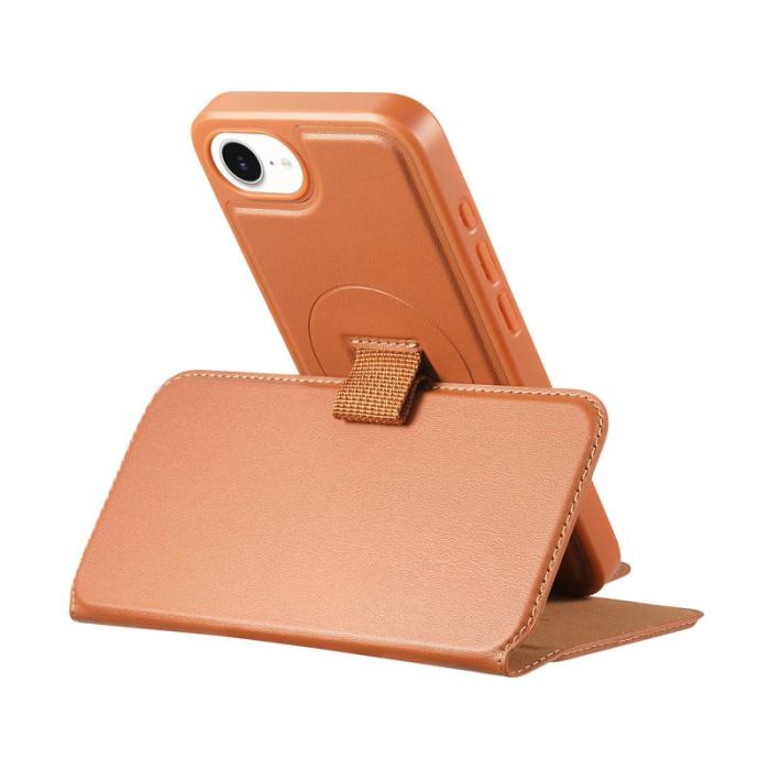 CASENEO - CASENEO iPhone 16e Fodral Äkta läder - Brun - RFID Blocking Wallet