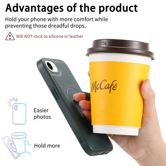 CASENEO - CASENEO iPhone 16e Fodral Magnetiskt PU Läder - Grön