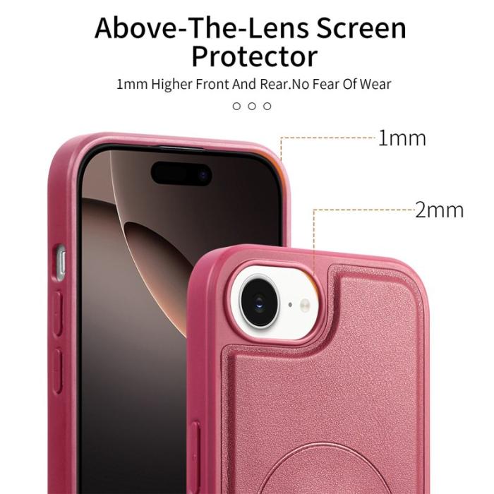 CASENEO - CASENEO iPhone 16e Fodral Magnetiskt PU Läder - Röd