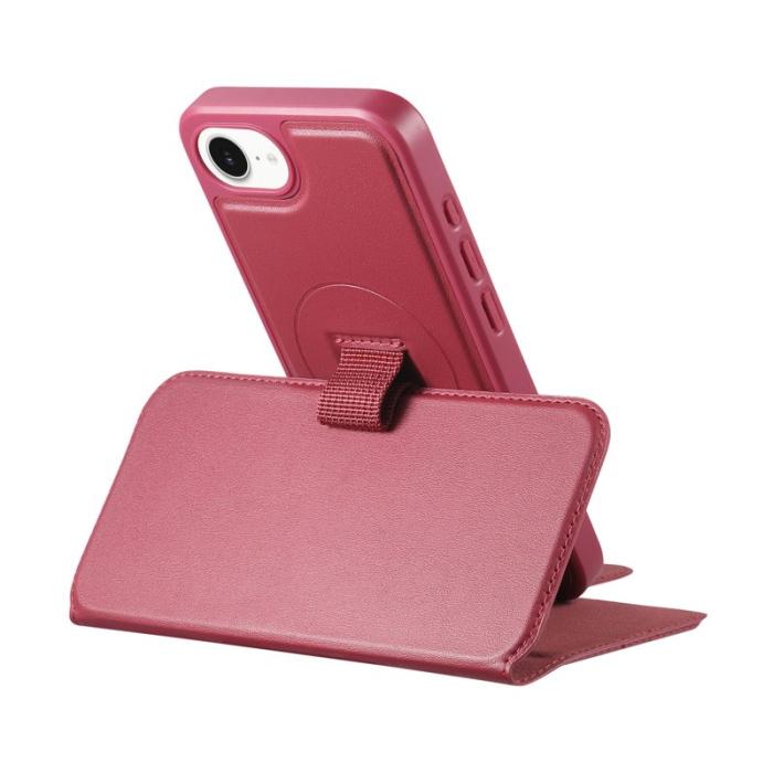 CASENEO - CASENEO iPhone 16e Fodral Äkta läder - RFID Blocking - Röd