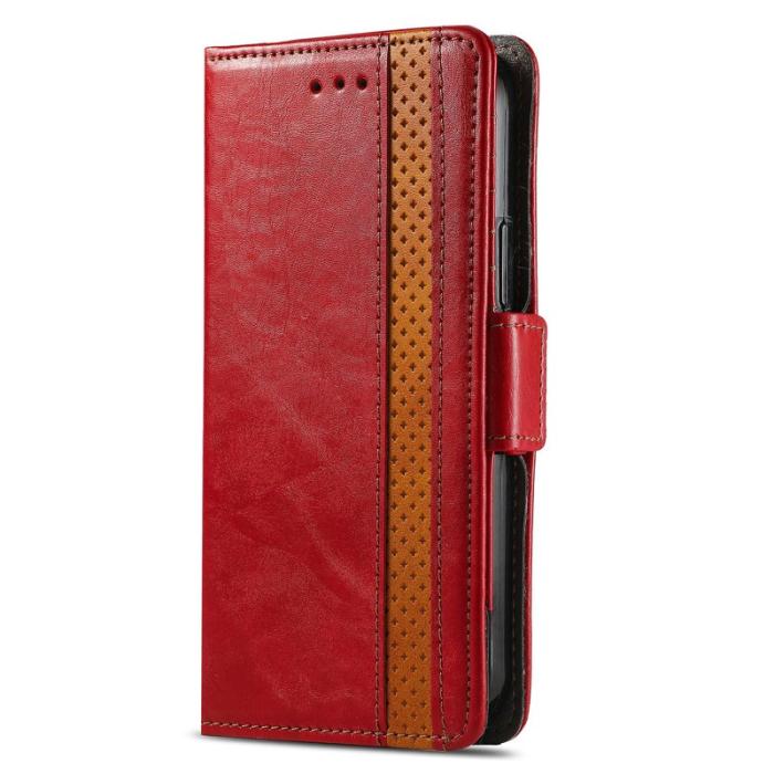 CASENEO - CASENEO iPhone 17 Fodral PU Läder Ställ med RFID Blockering Röd