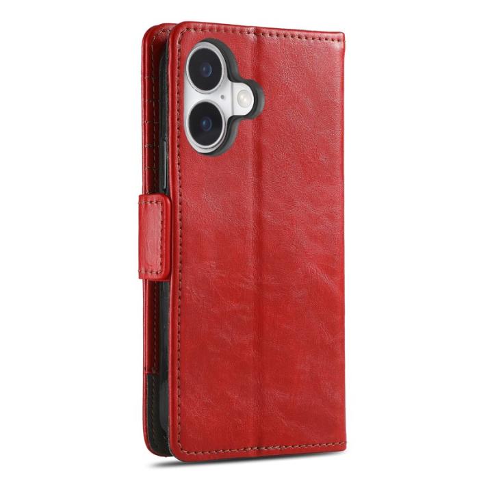 CASENEO - CASENEO iPhone 17 Fodral PU Läder Ställ med RFID Blockering Röd