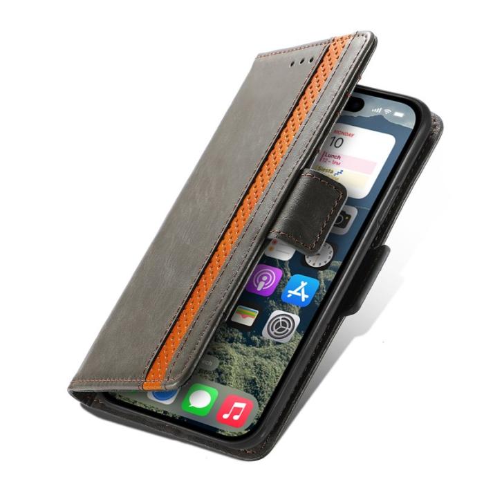 CASENEO - CASENEO iPhone 17 Fodral PU Läder Ställ med RFID Skydd - Grå