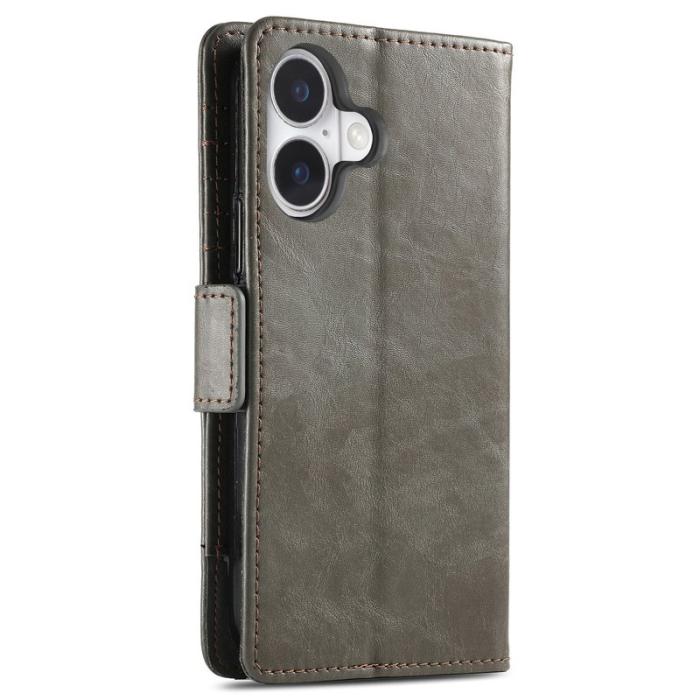 CASENEO - CASENEO iPhone 17 Fodral PU Läder Ställ med RFID Skydd - Grå