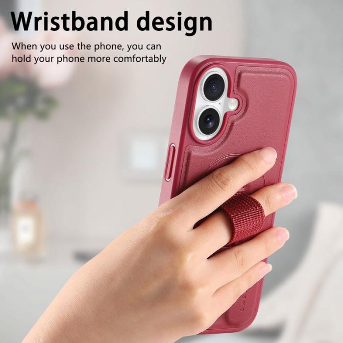 CASENEO - CASENEO iPhone 17 Magnetiskt Fodral med Handledsrem Röd