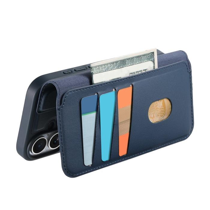 CASENEO - CASENEO iPhone 17 Magnetiskt Fodral RFID Blocker Läder Blå