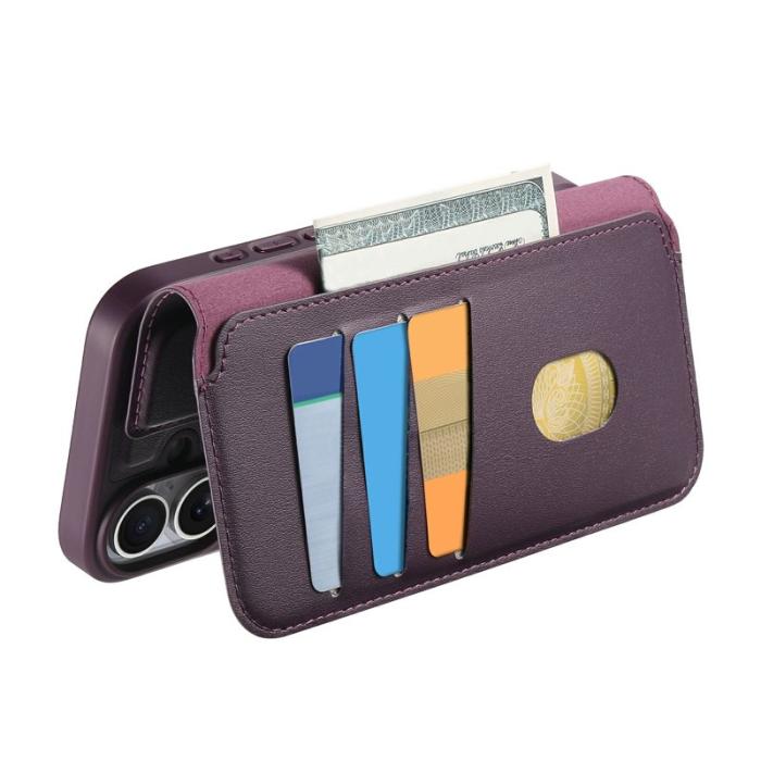 CASENEO - CASENEO iPhone 17 Magnetiskt Fodral RFID Blocker Läder Lila