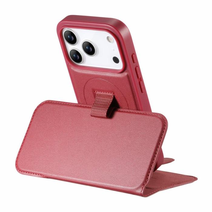 CASENEO - CASENEO iPhone 17 Pro Magnetiskt Fodral RFID Läder Röd