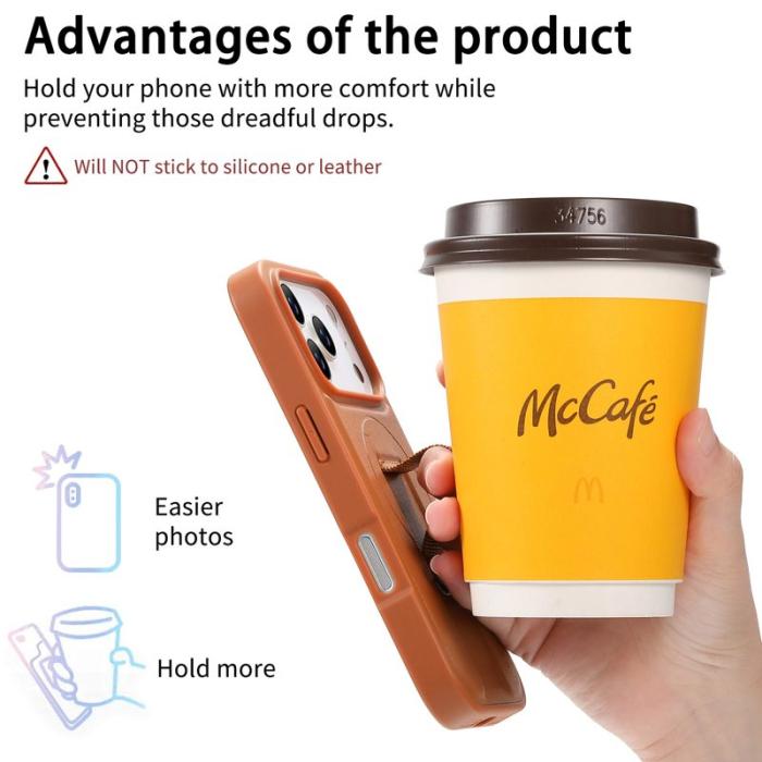 CASENEO - CASENEO iPhone 17 Pro Skal Magnetiskt Handledsband PU Läder Brun