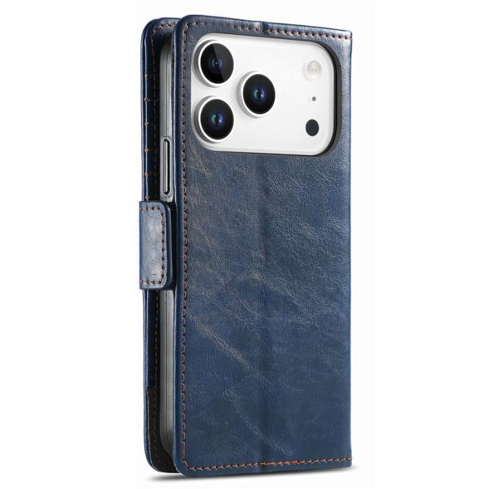 CASENEO - CASENEO iPhone 17 Pro Skal PU Läder Fodral med RFID - Mörkblå