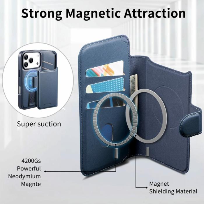 CASENEO - CASENEO iPhone 17 Pro Skal RFID Blocker Läder Blå