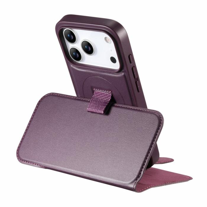 CASENEO - CASENEO iPhone 17 Pro Skal RFID Blocker Läder Fodral Lila