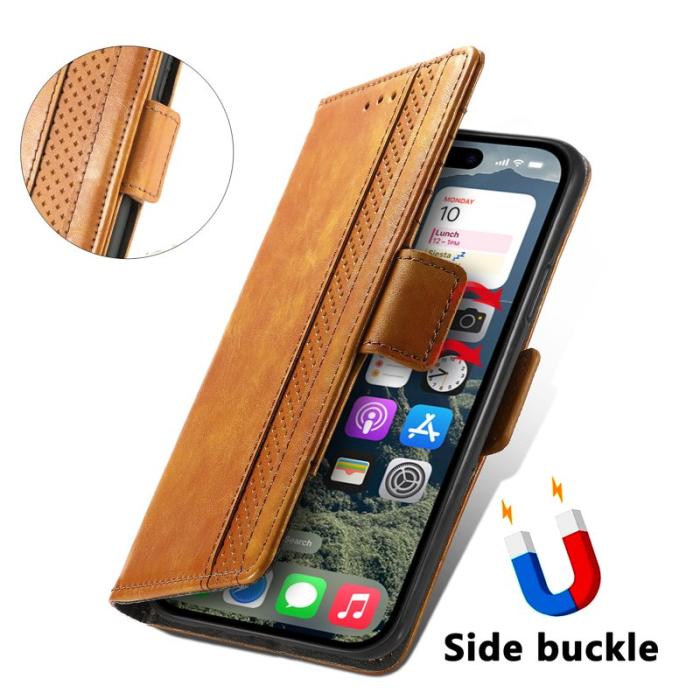 CASENEO - CASENEO iPhone 17 Skal PU Läder Fodral med RFID Blockering Khaki