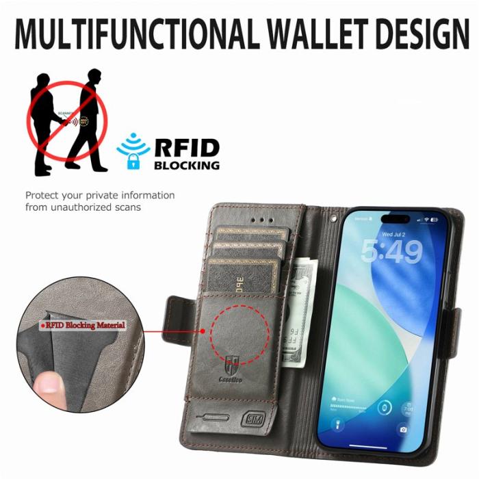 CASENEO - CASENEO iPhone Air Fodral PU Läder Ställ med RFID Blockering Grå