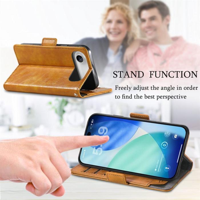 CASENEO - CASENEO iPhone Air Fodral PU Läder Ställ med RFID Skydd Khaki