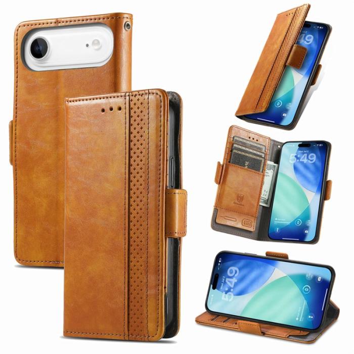 CASENEO - CASENEO iPhone Air Fodral PU Läder Ställ med RFID Skydd Khaki