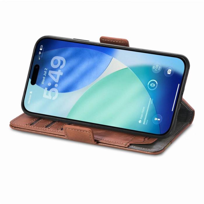 CASENEO - CASENEO iPhone Air Fodral PU Läder Ställ med RFID Skydd - Mörkbrun