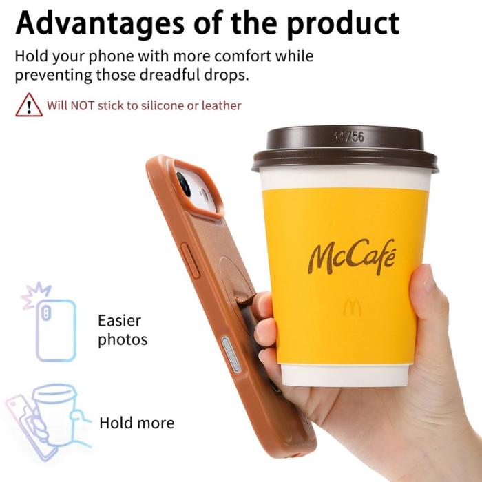 CASENEO - CASENEO iPhone Air Magnetiskt Fodral Handledsrem PU Läder Brun