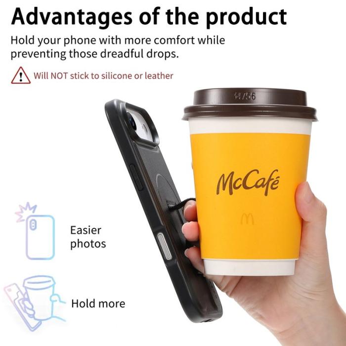 CASENEO - CASENEO iPhone Air Magnetiskt Fodral Handledsrem PU Läder Svart