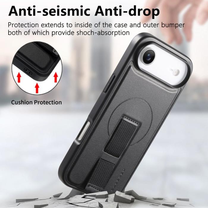 CASENEO - CASENEO iPhone Air Magnetiskt Fodral Handledsrem PU Läder Svart