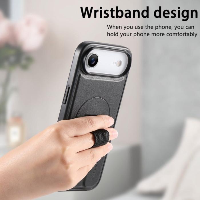 CASENEO - CASENEO iPhone Air Magnetiskt Fodral Handledsrem PU Läder Svart