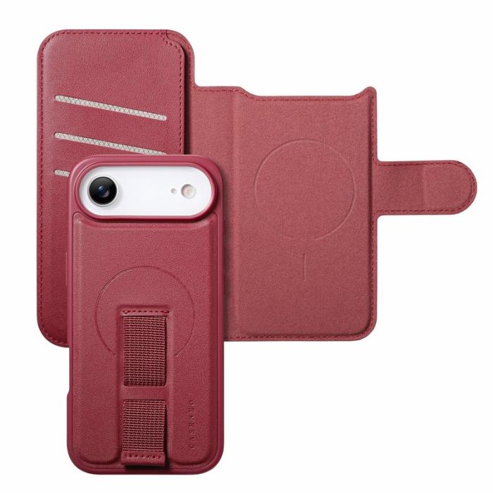 CASENEO - CASENEO iPhone Air Magnetiskt Fodral RFID Blocker Läder Röd