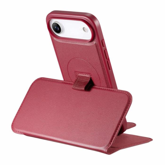 CASENEO - CASENEO iPhone Air Magnetiskt Fodral RFID Blocker Läder Röd