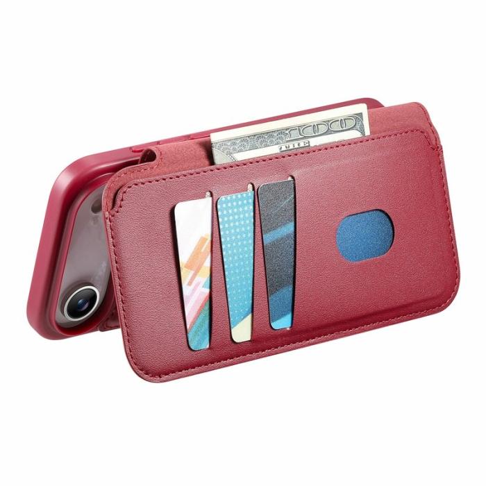 CASENEO - CASENEO iPhone Air Magnetiskt Fodral RFID Blocker Läder Röd