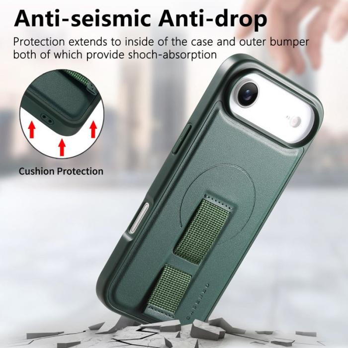 CASENEO - CASENEO iPhone Air Skal med Handledsrem PU Läder Grön