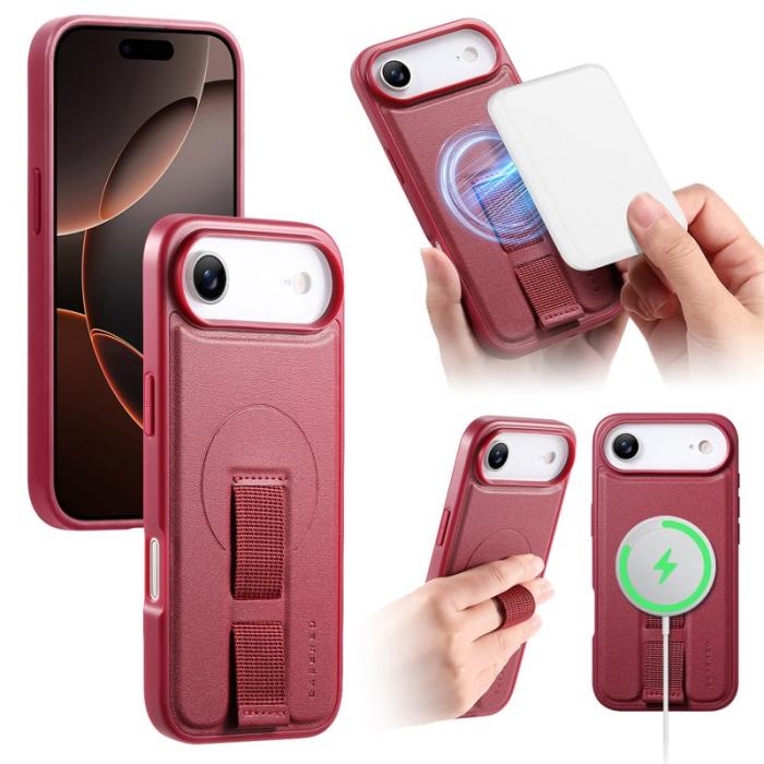 CASENEO - CASENEO iPhone Air Skal med Handledsrem PU Läder Röd