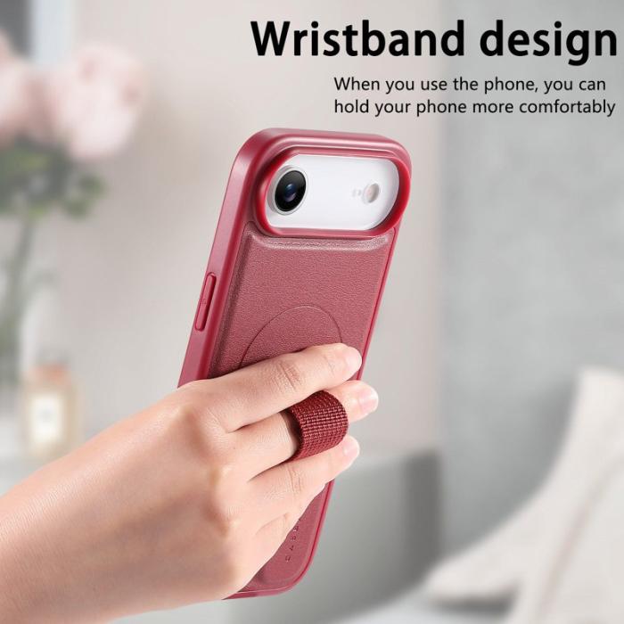 CASENEO - CASENEO iPhone Air Skal med Handledsrem PU Läder Röd