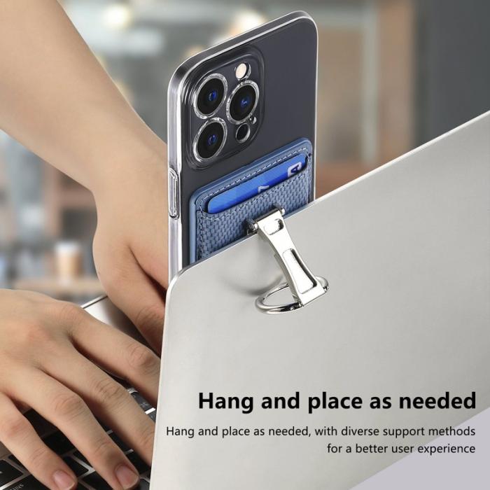 CASENEO - CASENEO KB-42 Card Holder - Äkta läder - Blå - Fällbar Kickstand