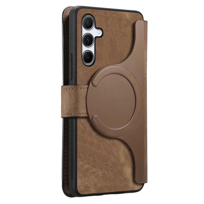CASENEO - CASENEO Magnetic Case för Samsung Galaxy A35 5G - Läder - Brun